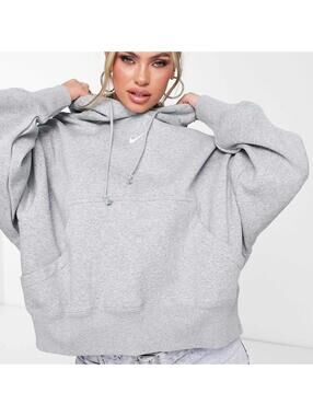 Nike Phoenix Fleece super oversized hoodie in gray